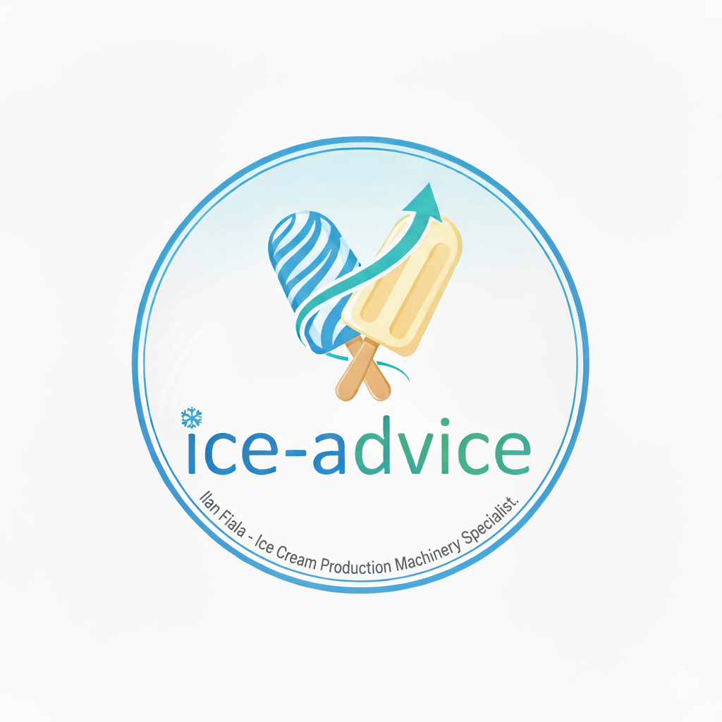 Ice-Advice company logo on a blurred machinery background.